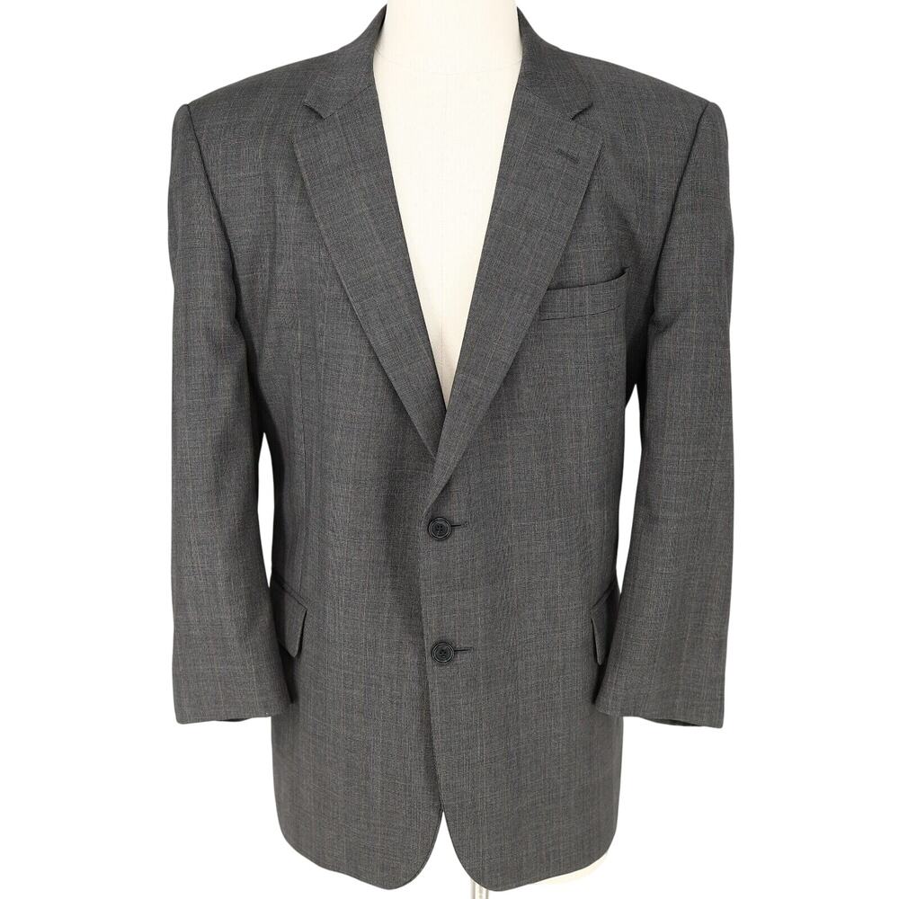 Jos A Bank Sport Coat Mens 48R Gray Wool Glen Plaid Jacket Blazer Career